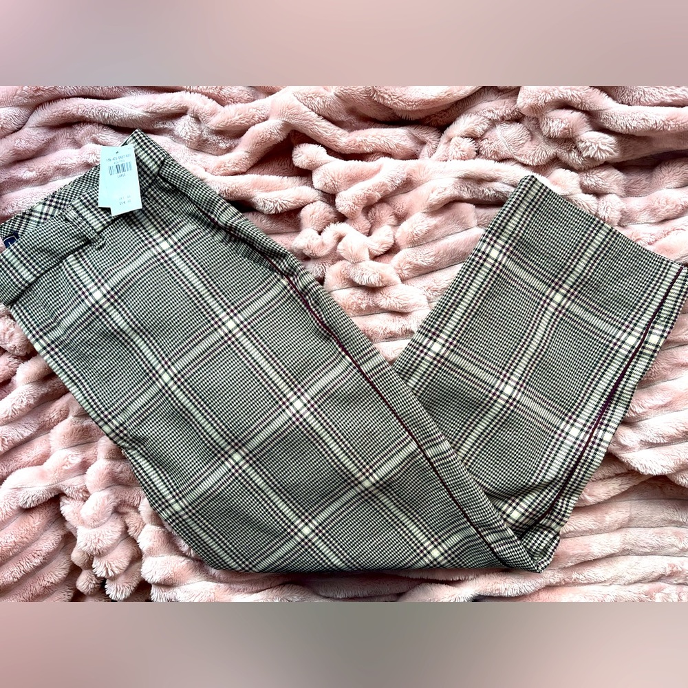 Abercrombie & Fitch High Rise Ankle Trousers, Plaid/Multi-Color, L